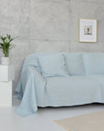 Baby Blue linen couch cover - Linen Couture