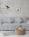 Baby Blue linen couch cover - Linen Couture