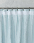 Baby Blue linen curtain with pleating tape and crown - Linen Couture