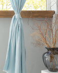 Baby Blue linen curtain with pleating tape and crown - Linen Couture