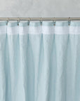 Baby Blue linen curtain with pleating tape and crown - Linen Couture