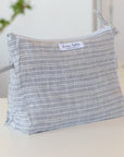 Baby Blue linen large makeup bag - Linen Couture