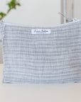 Baby Blue linen large makeup bag - Linen Couture