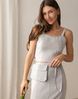 Bella Vita Set in Light Grey | Linen Crop Top and Midi Skirt - Linen Couture