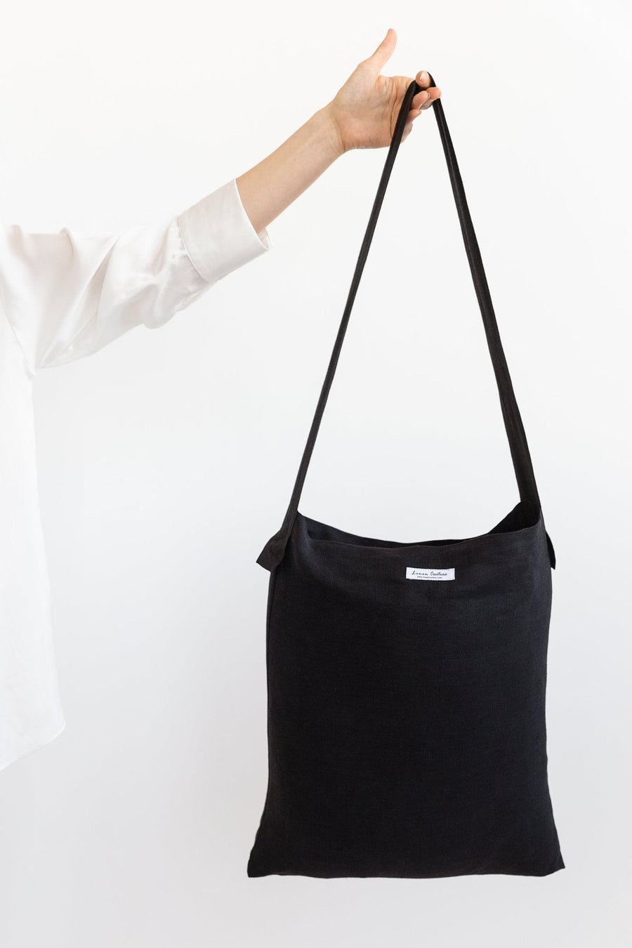 Black crossbody linen bag - Linen Couture