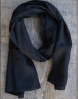 Black linen scarf - Linen Couture