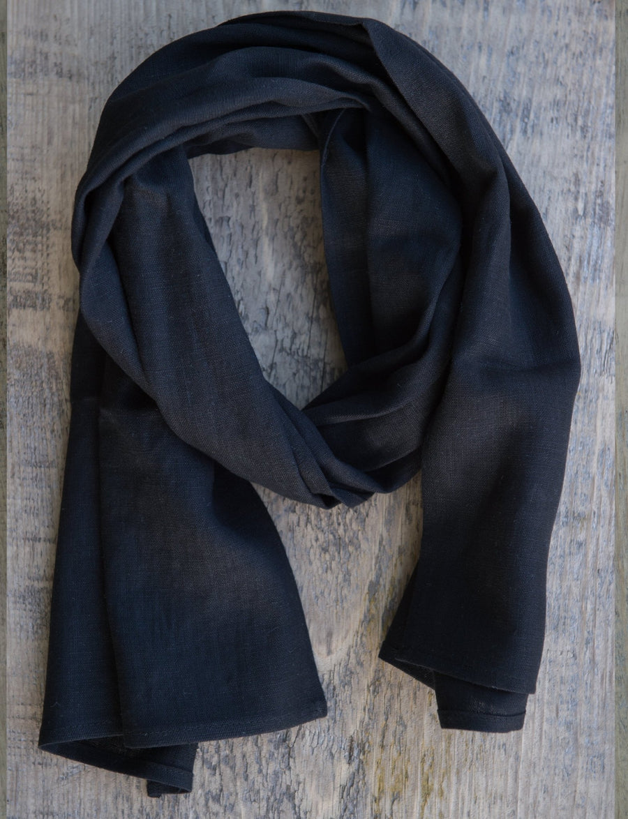 Black linen scarf - Linen Couture