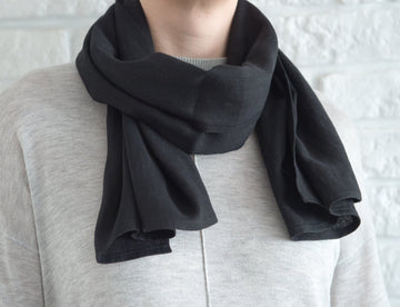 Black linen scarf - Linen Couture