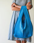 Black linen tote bag with inside pocket - Linen Couture