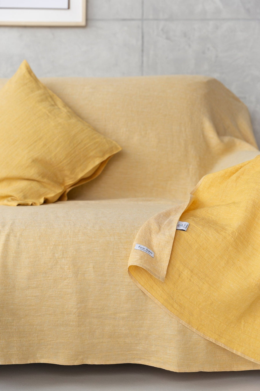 Canary Yellow linen couch cover - Linen Couture