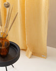 Canary Yellow linen curtain with pleating tape - Linen Couture