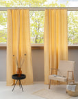 Canary Yellow linen curtain with pleating tape - Linen Couture