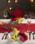 Christmas Cyclamen Red Dining Table Runner - Linen Couture