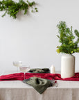 Christmas Cyclamen Red Dining Table Runner - Linen Couture