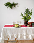 Christmas Cyclamen Red Dining Table Runner - Linen Couture