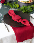 Christmas Cyclamen Red Linen Dinner Napkins - Linen Couture