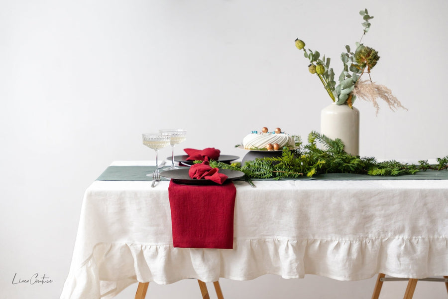 Christmas Greyish Green Dining Table Runner - Linen Couture