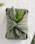 Christmas Moss Green Linen Dinner Napkins - Linen Couture