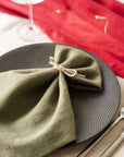 Christmas Moss Green Linen Dinner Napkins - Linen Couture