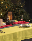 Christmas Moss Green Linen Dinner Napkins - Linen Couture