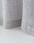 Cloudy Grey Stripe linen curtain with pleating tape and crown - Linen Couture