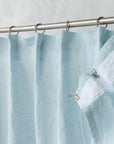 Cloudy Grey Stripe linen curtain with pleating tape and crown - Linen Couture