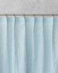 Cloudy Grey Stripe linen curtain with pleating tape and crown - Linen Couture