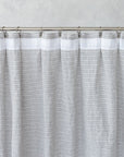 Cloudy Grey Stripe linen curtain with pleating tape and crown - Linen Couture