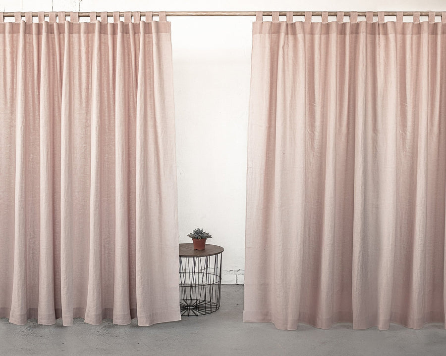 Dark Plum linen curtain with tabs - Linen Couture