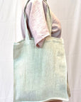 Dark Plum linen tote bag with embroidery - Linen Couture