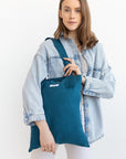 Dark Sea Blue linen large tote bag - Linen Couture