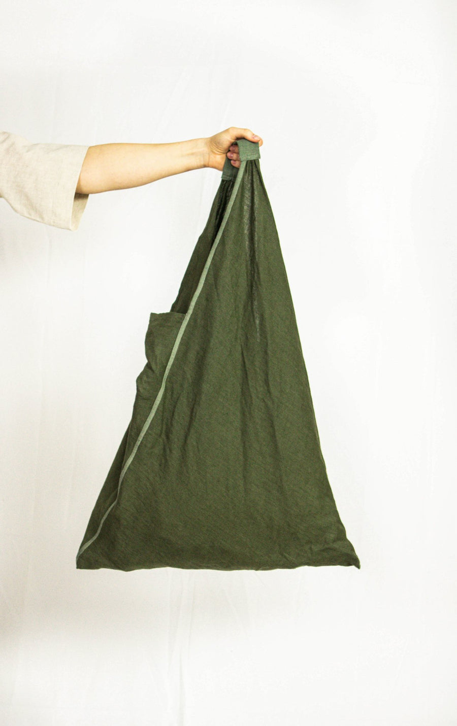 Dark Sea Blue linen triangle bag - Linen Couture