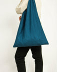 Dark Sea Blue linen triangle bag - Linen Couture