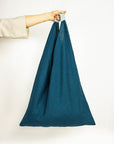 Dark Sea Blue linen triangle bag - Linen Couture