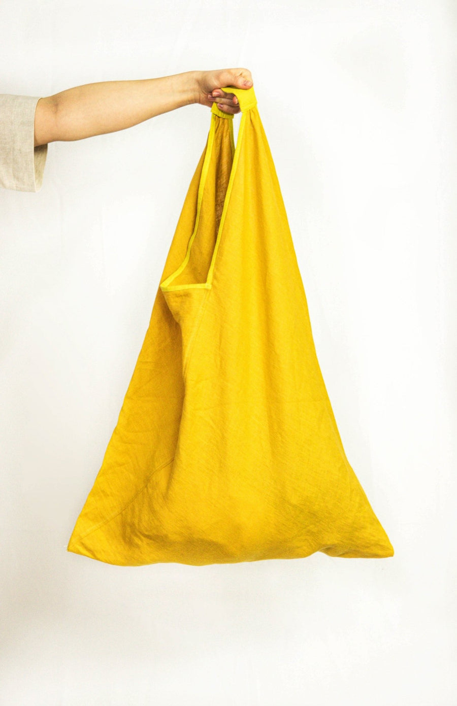 Dark Sea Blue linen triangle bag - Linen Couture