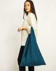 Dark Sea Blue linen triangle bag - Linen Couture