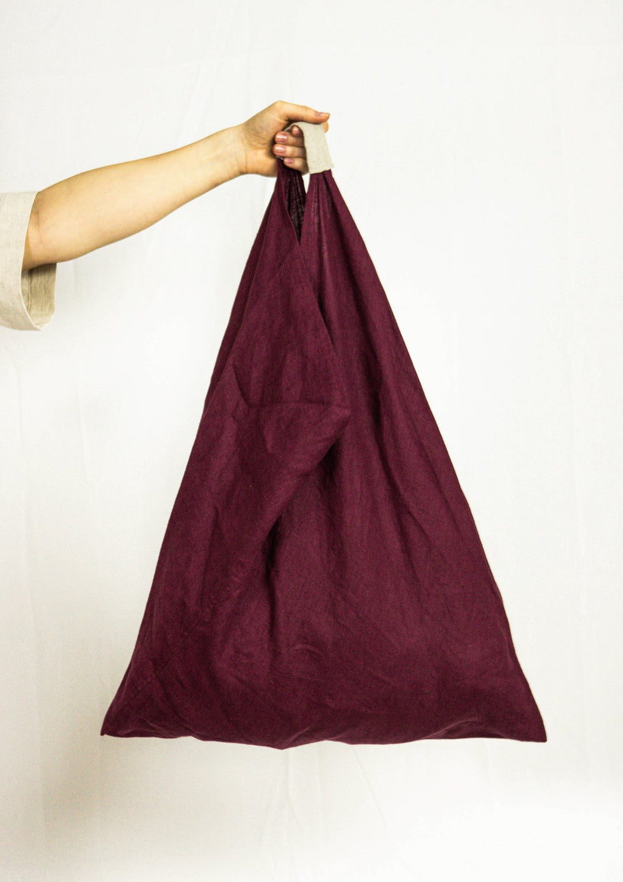 Dark Sea Blue linen triangle bag - Linen Couture