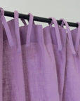 Deep Rose linen curtain with tie tops - Linen Couture