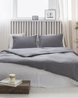 Grey linen bedding set with zipper - Linen Couture