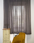 Grey linen curtain with multifunctional heading tape - Linen Couture