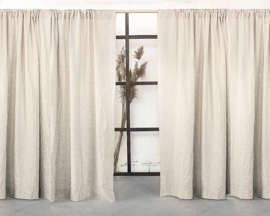 Grey linen curtain with rod pocket - Linen Couture