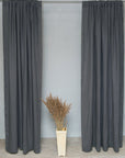 Grey linen curtain with rod pocket - Linen Couture