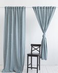 Greyish Mint linen curtain with multifunctional tape - Linen Couture