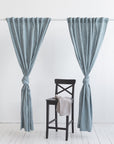 Greyish Mint linen curtain with multifunctional tape - Linen Couture