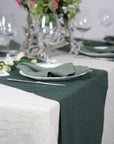 Greyish Mint linen table runner - Linen Couture