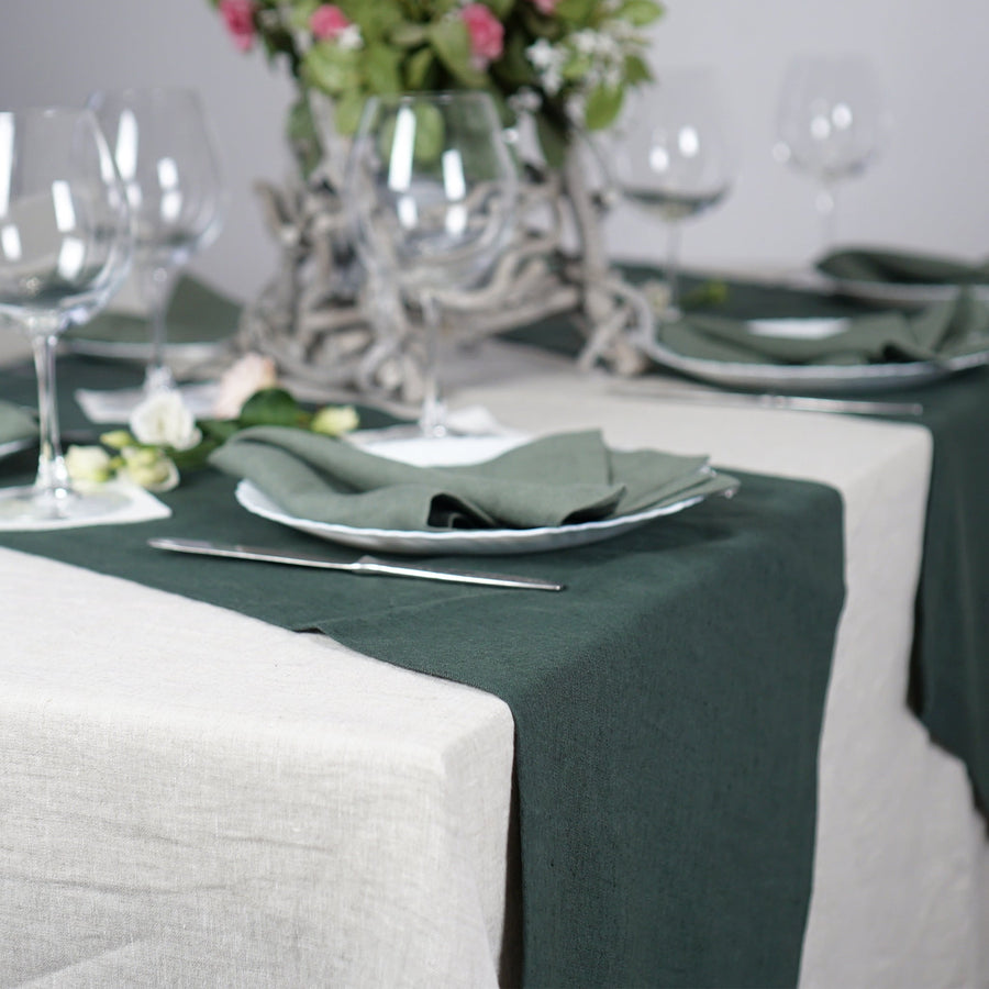 Greyish Mint linen table runner - Linen Couture