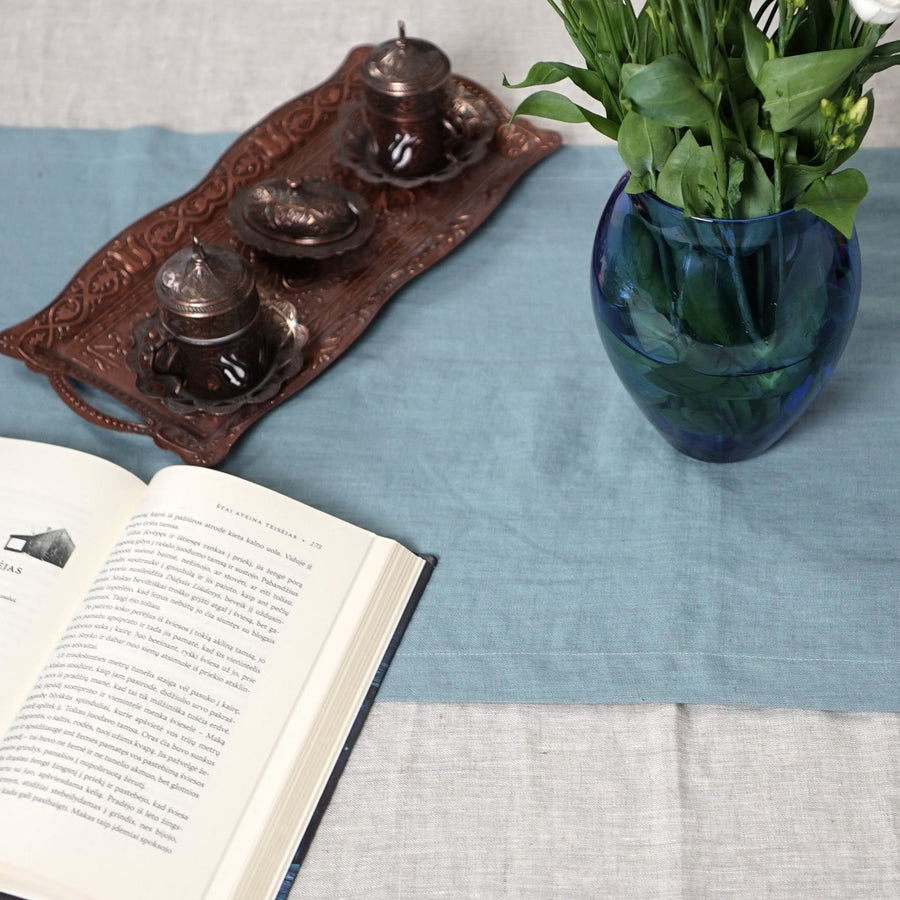 Greyish Mint linen table runner - Linen Couture