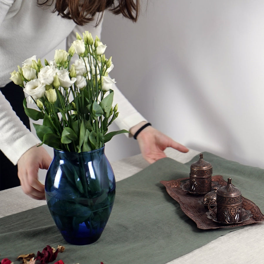 Greyish Mint linen table runner - Linen Couture