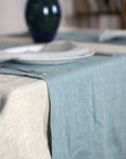 Greyish Mint linen table runner - Linen Couture