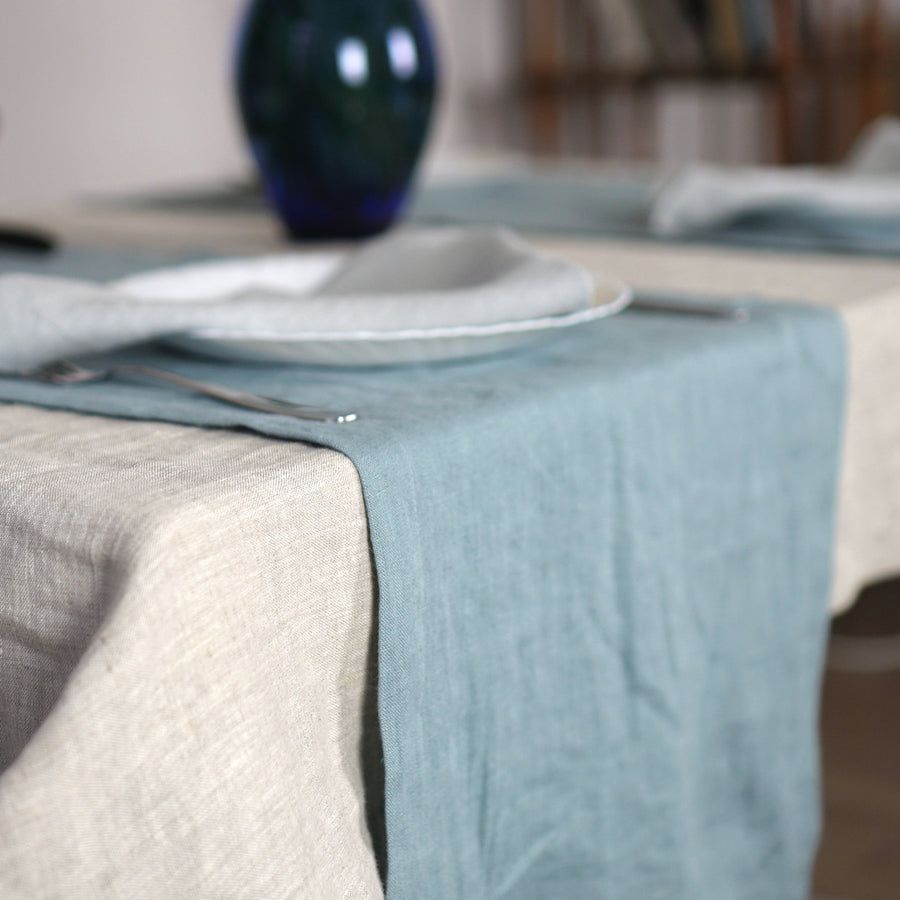 Greyish Mint linen table runner - Linen Couture